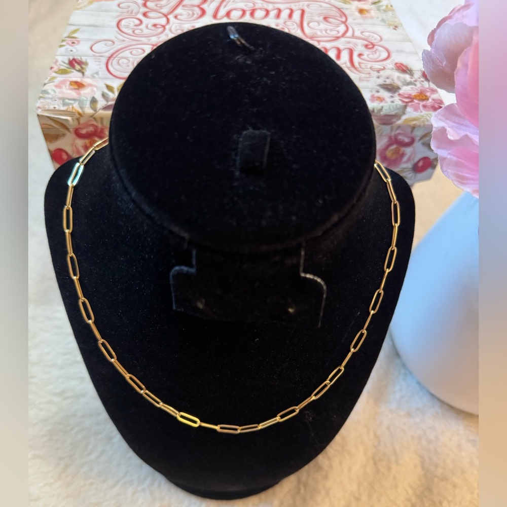 18k real gold  paperclip Necklace